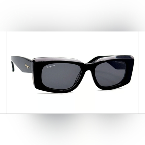 Salvatore Ferragamo Glossy Black Sunglasses - Picture 1 of 5